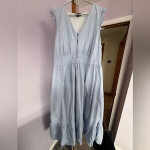 Light Blue Midi Dress with Silver Pattern